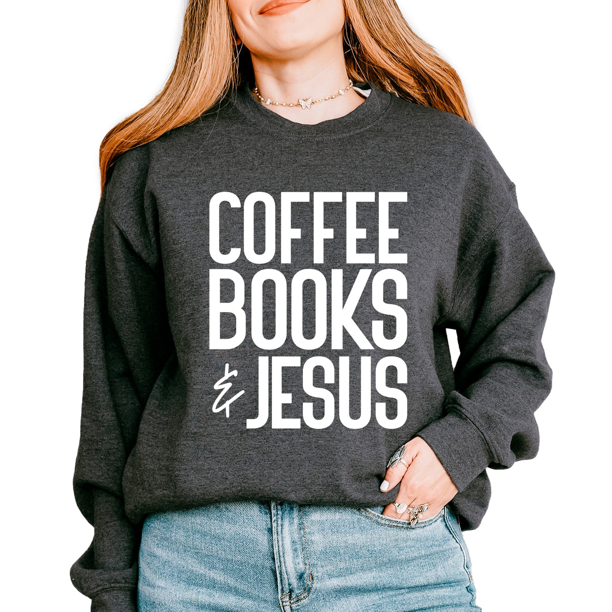 Coffee Books Jesus - Women's Graphic Sweatshirt