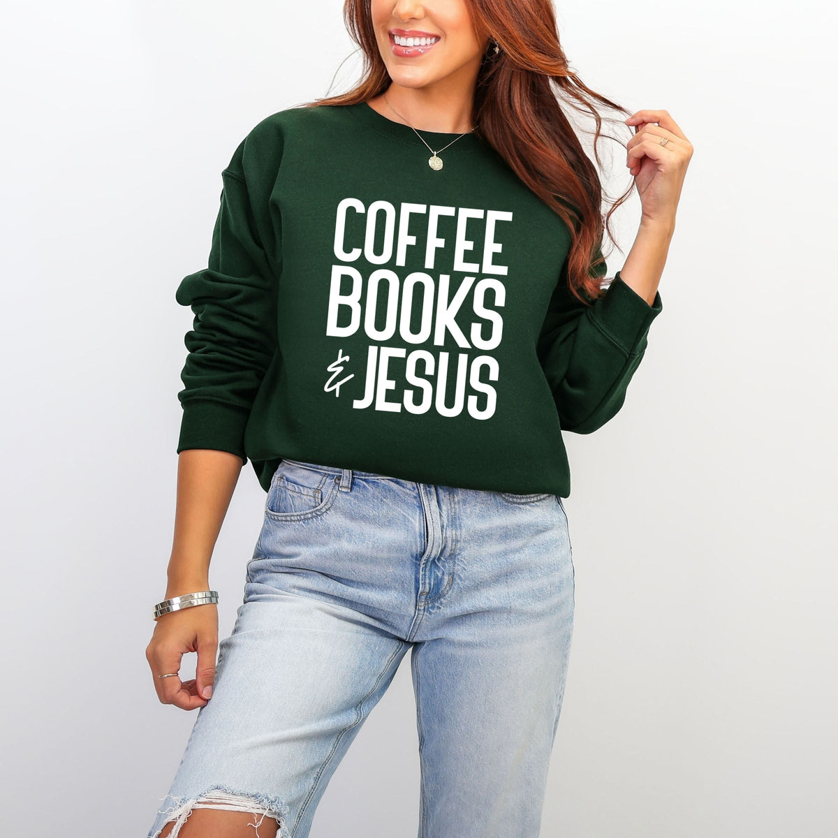Coffee Books Jesus - Women's Graphic Sweatshirt