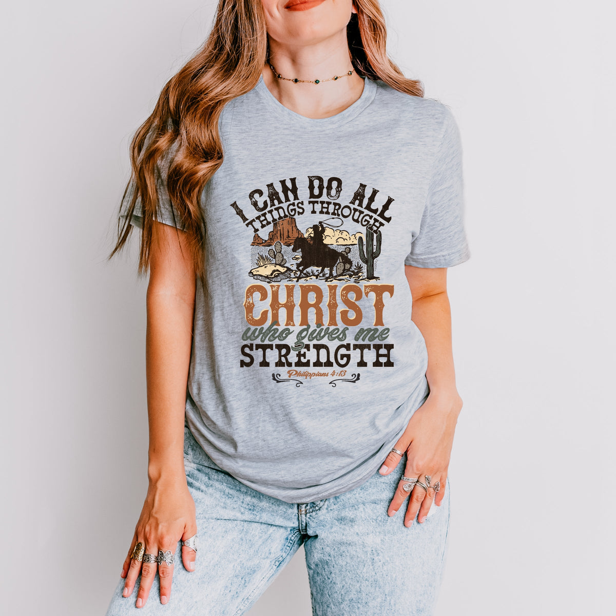 I Can Do All Things Through Christ Cowboy - Women's Short Sleeve Graphic T-Shirt