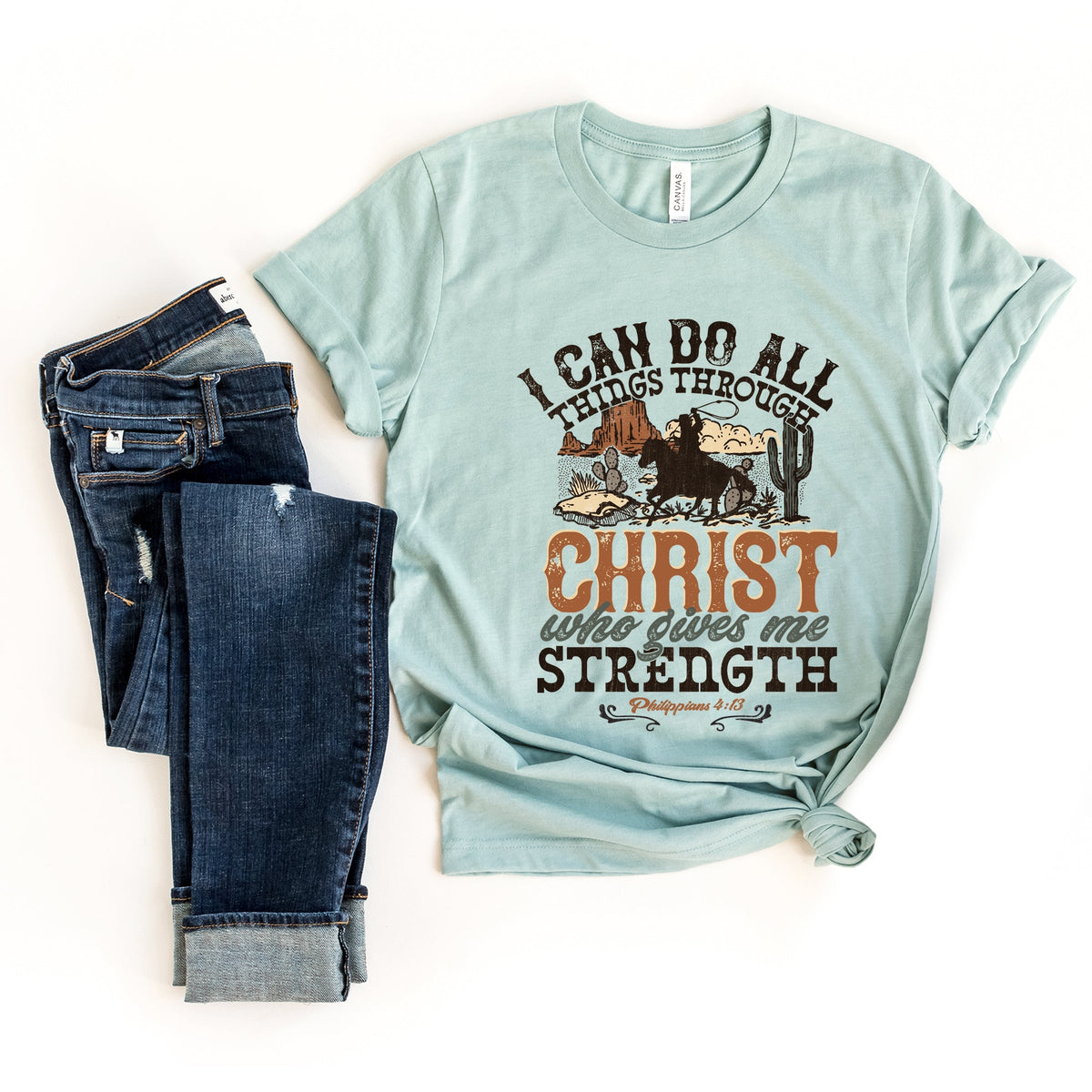 I Can Do All Things Through Christ Cowboy - Women's Short Sleeve Graphic T-Shirt