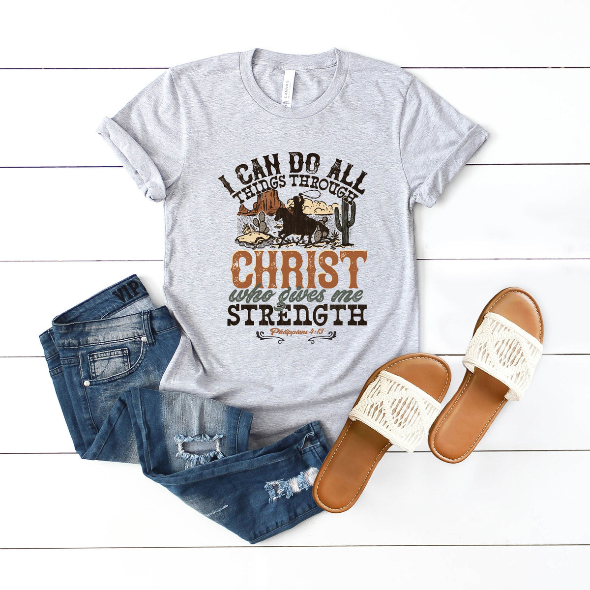 I Can Do All Things Through Christ Cowboy - Women's Short Sleeve Graphic T-Shirt