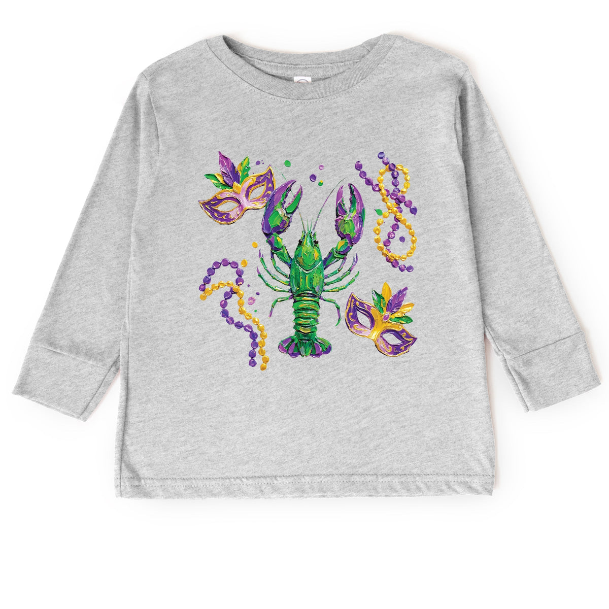 Mardi Gras Lobster Masks - Toddler Long Sleeve Graphic Tee