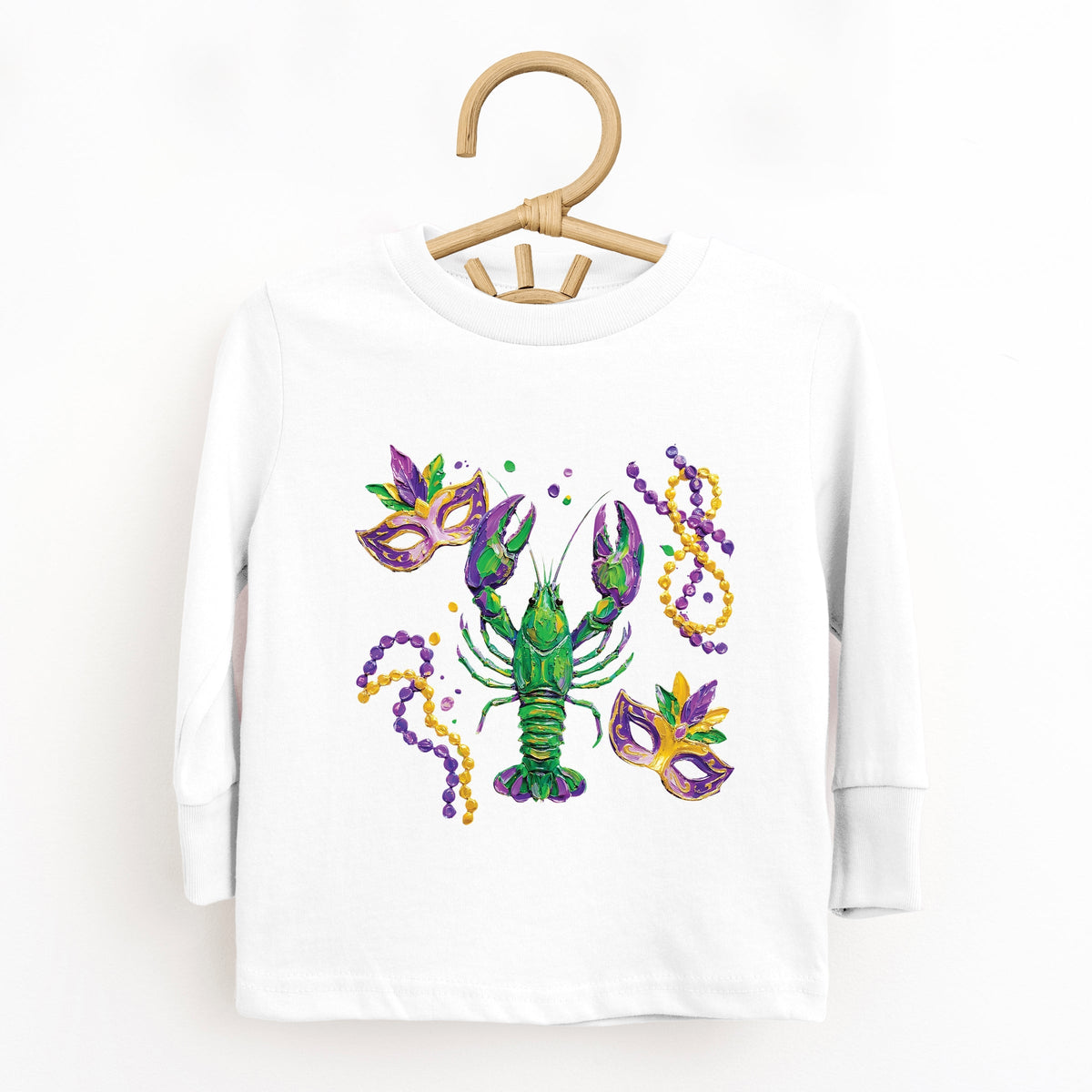 Mardi Gras Lobster Masks - Toddler Long Sleeve Graphic Tee