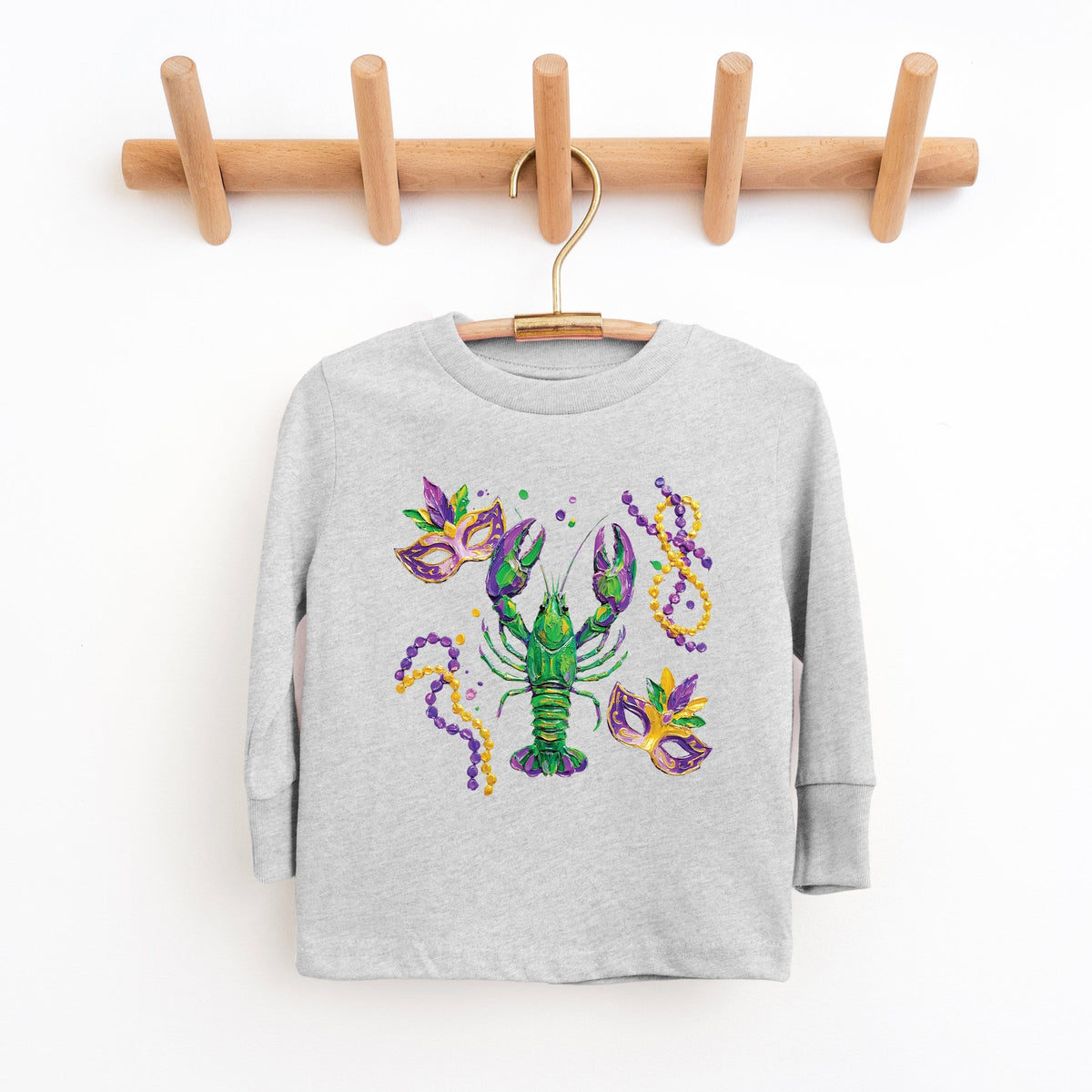 Mardi Gras Lobster Masks - Youth Long Sleeve Graphic T-Shirt