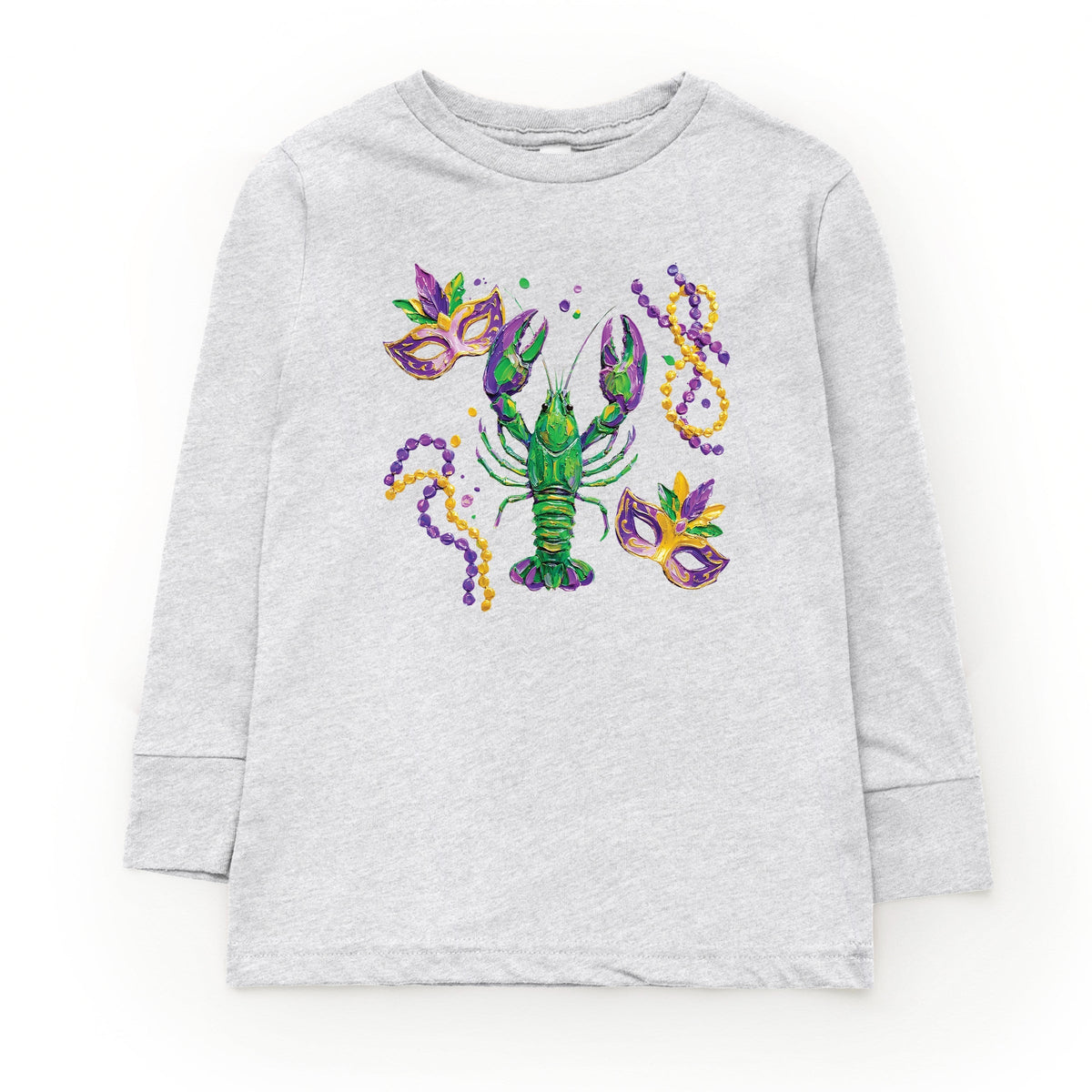 Mardi Gras Lobster Masks - Youth Long Sleeve Graphic T-Shirt