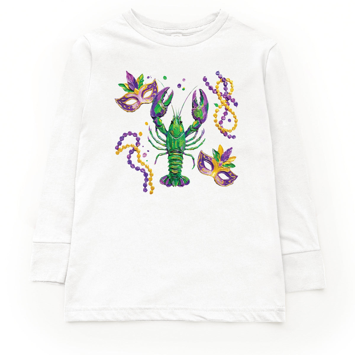 Mardi Gras Lobster Masks - Youth Long Sleeve Graphic T-Shirt