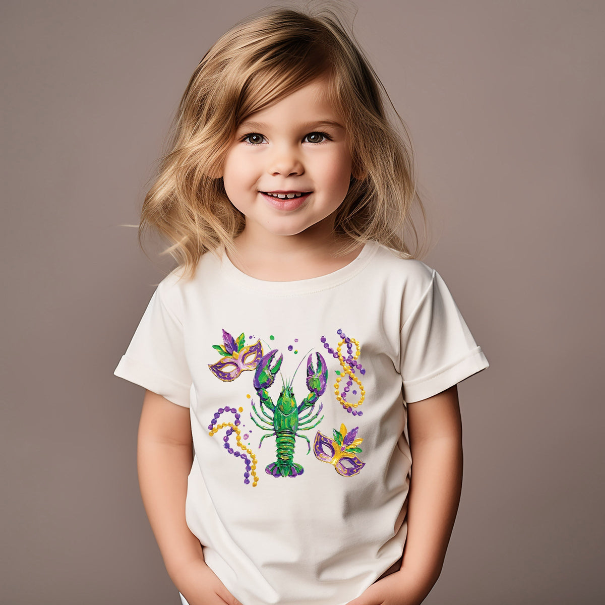 Mardi Gras Lobster Masks - Toddler Short Sleeve Graphic T-Shirt