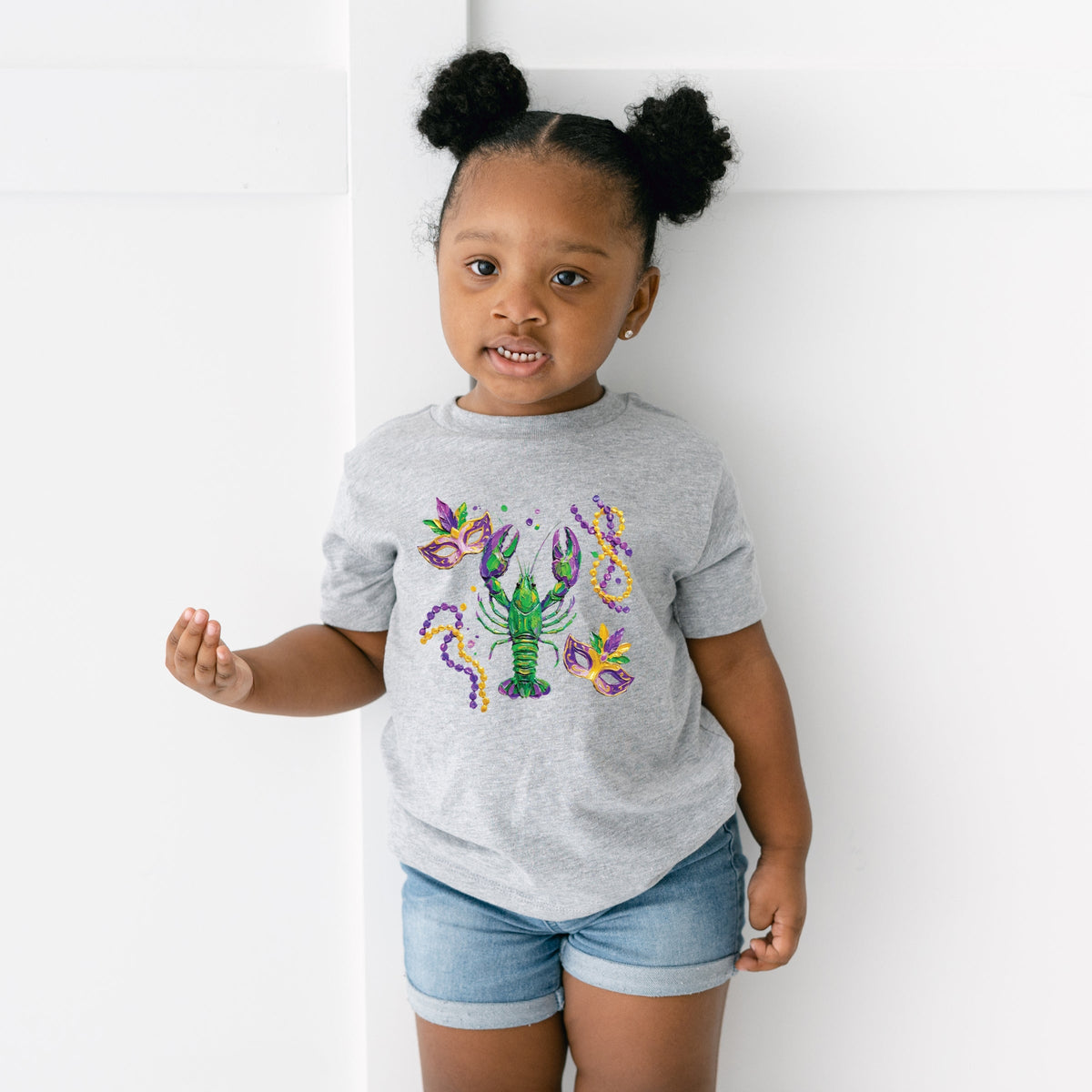 Mardi Gras Lobster Masks - Toddler Short Sleeve Graphic T-Shirt