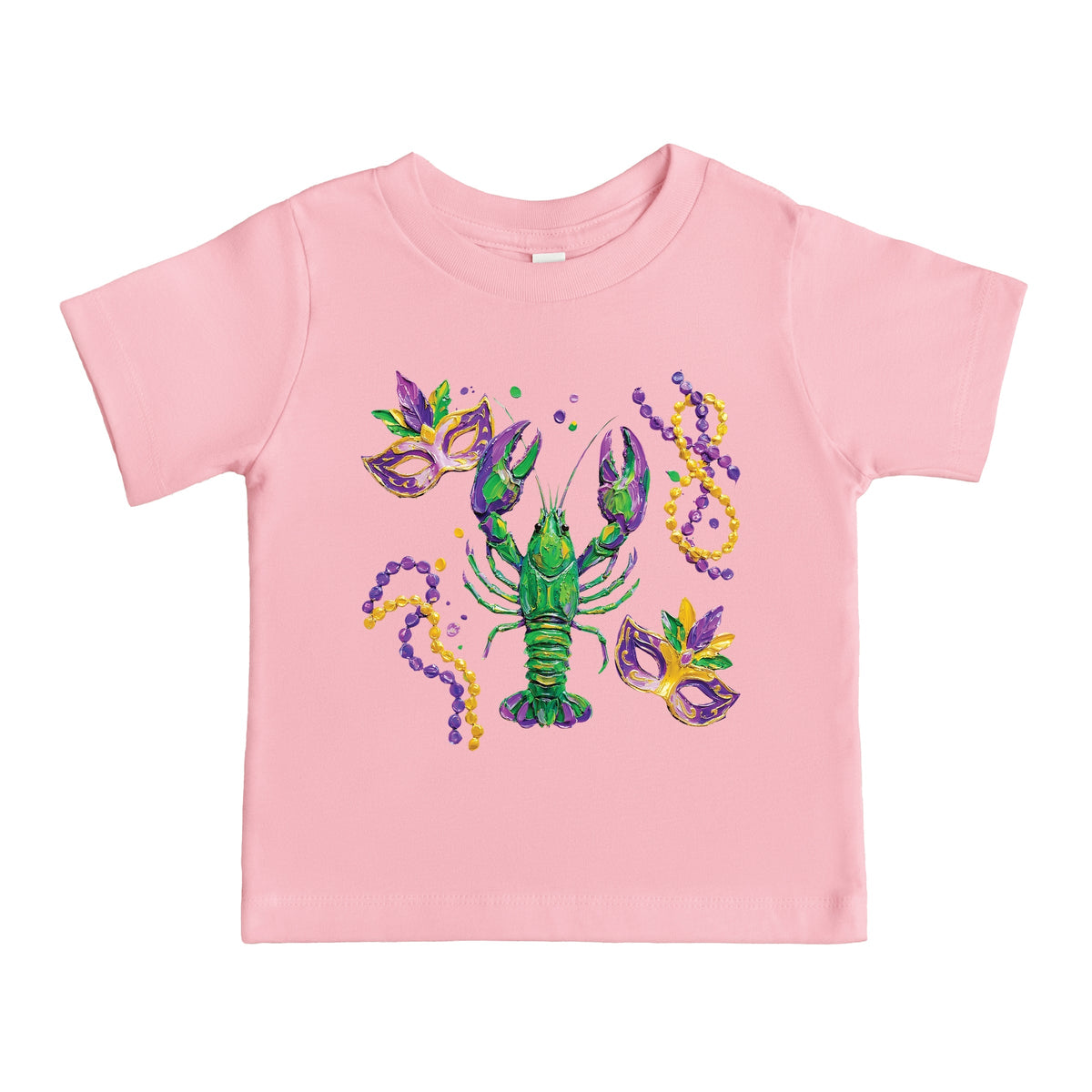 Mardi Gras Lobster Masks - Toddler Short Sleeve Graphic T-Shirt