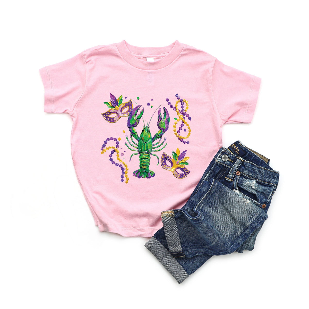 Mardi Gras Lobster Masks - Toddler Short Sleeve Graphic T-Shirt