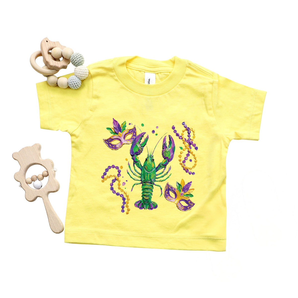 Mardi Gras Lobster Masks - Toddler Short Sleeve Graphic T-Shirt