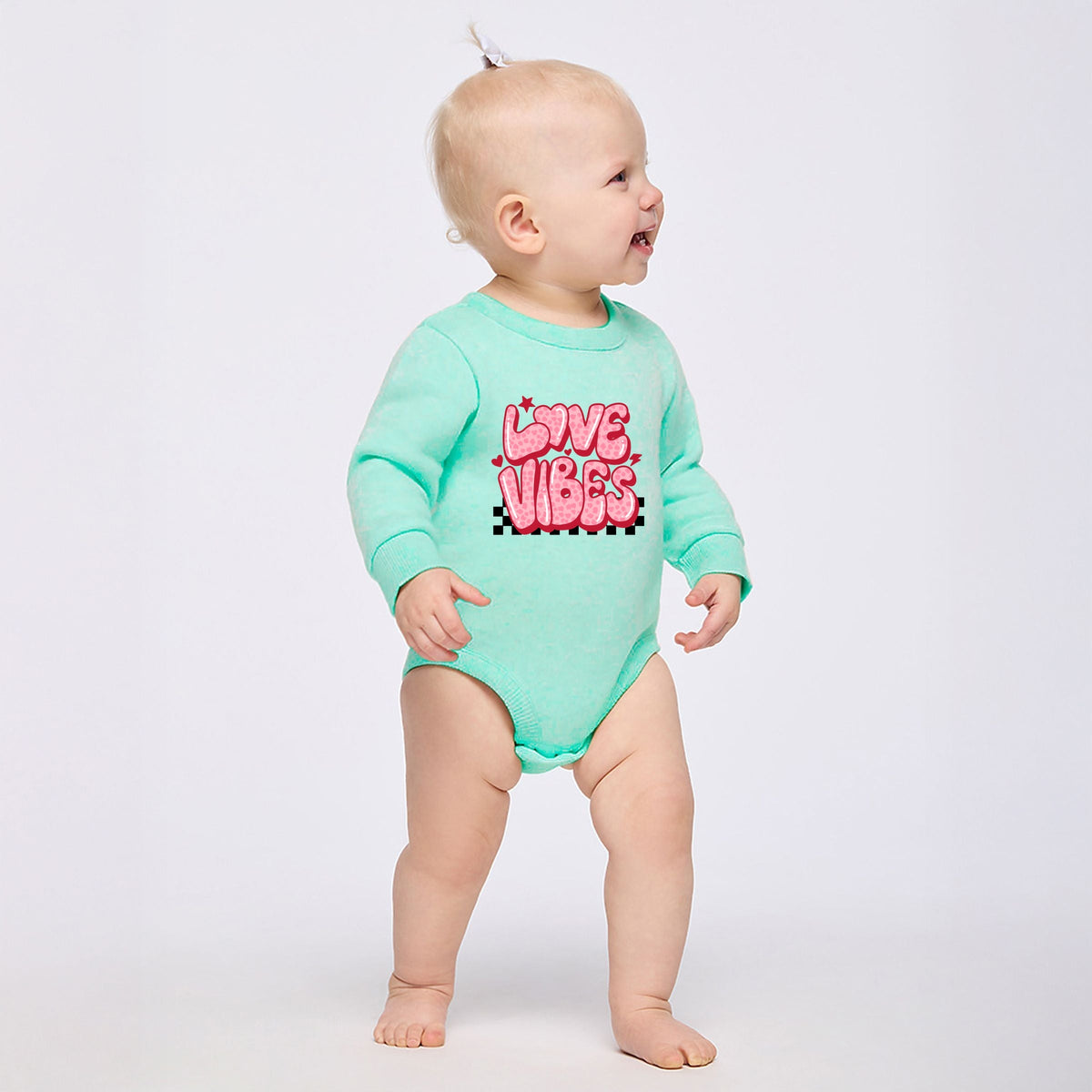 Love Vibes Stars Checkered - Infant Fleece BodySuit