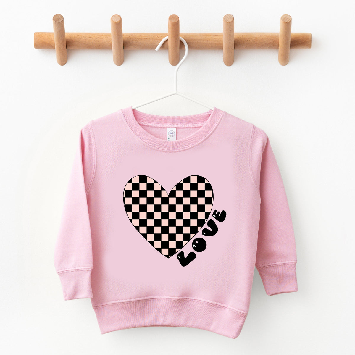 Checkered Heart Black - Toddler Graphic Sweatshirt