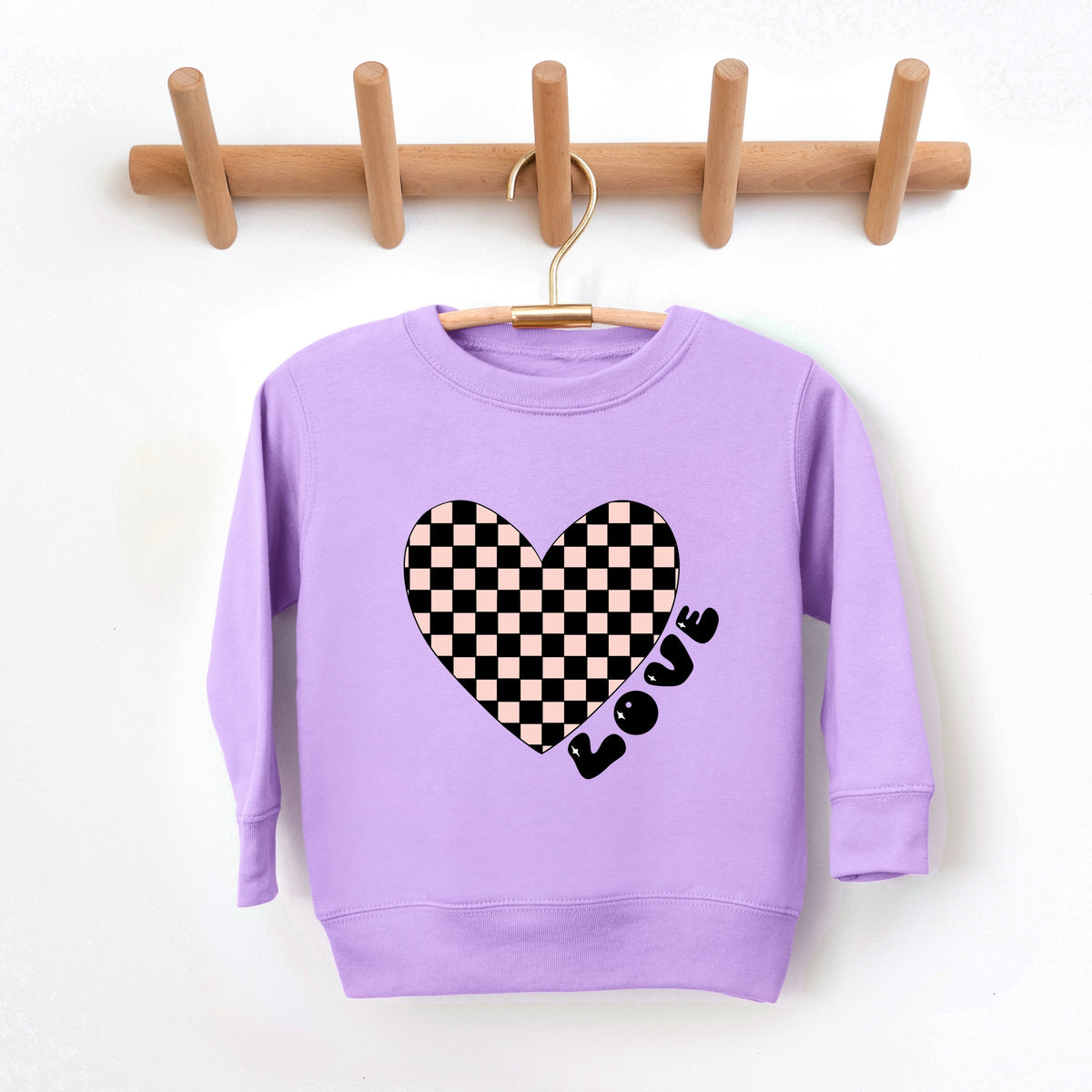 Checkered Heart Black - Toddler Graphic Sweatshirt