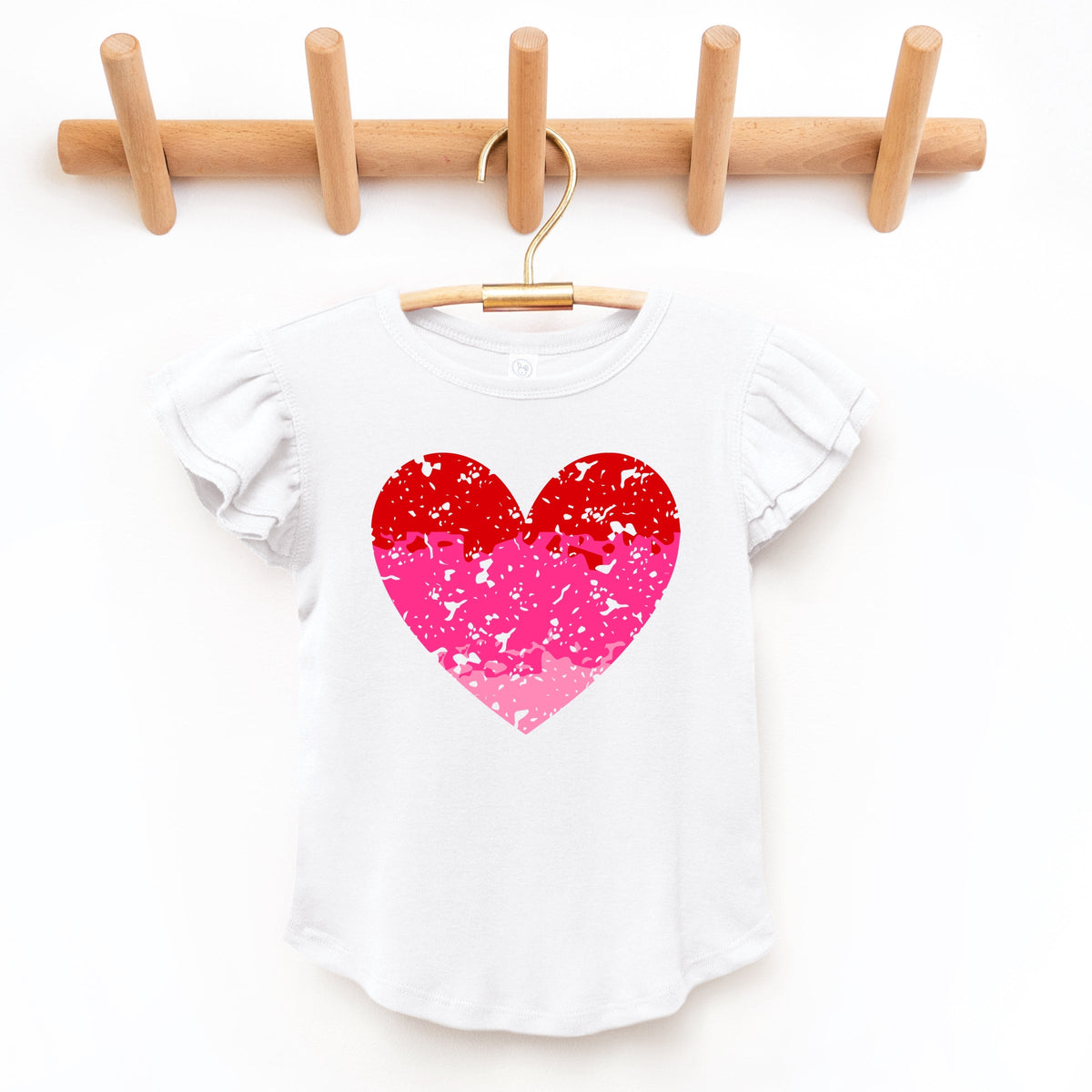 Heart Ombre - Flutter Sleeve Graphic T-Shirt