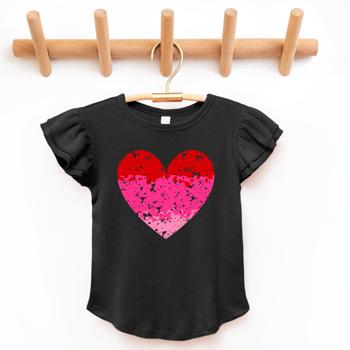 Heart Ombre - Flutter Sleeve Graphic T-Shirt