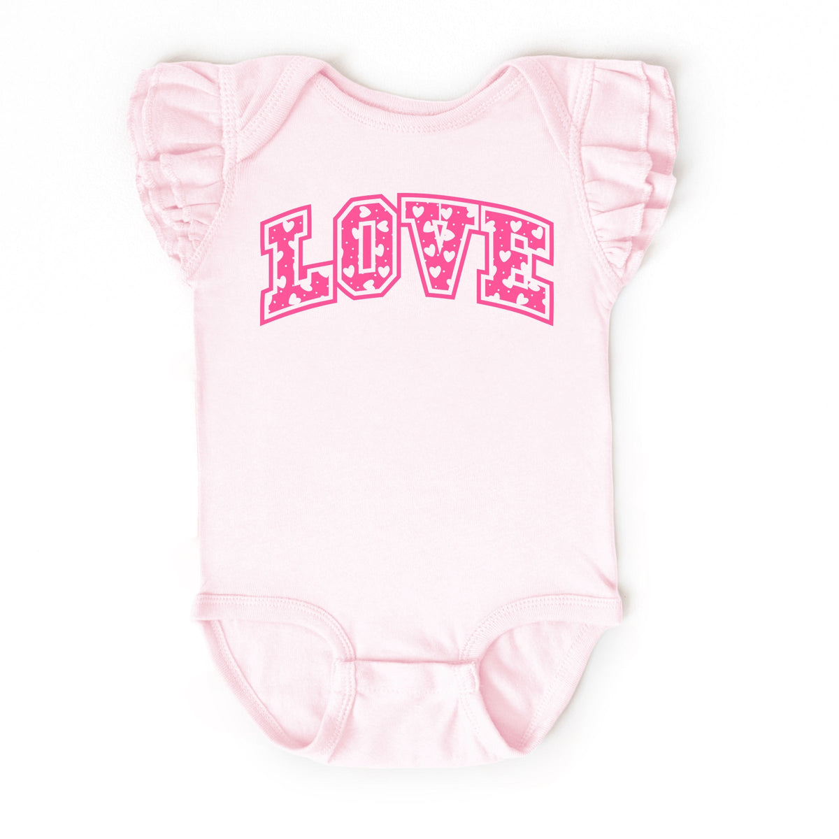 Love Varsity Hearts - Baby Flutter Sleeve Bodysuit