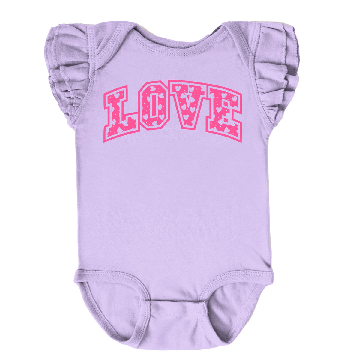 Love Varsity Hearts - Baby Flutter Sleeve Bodysuit