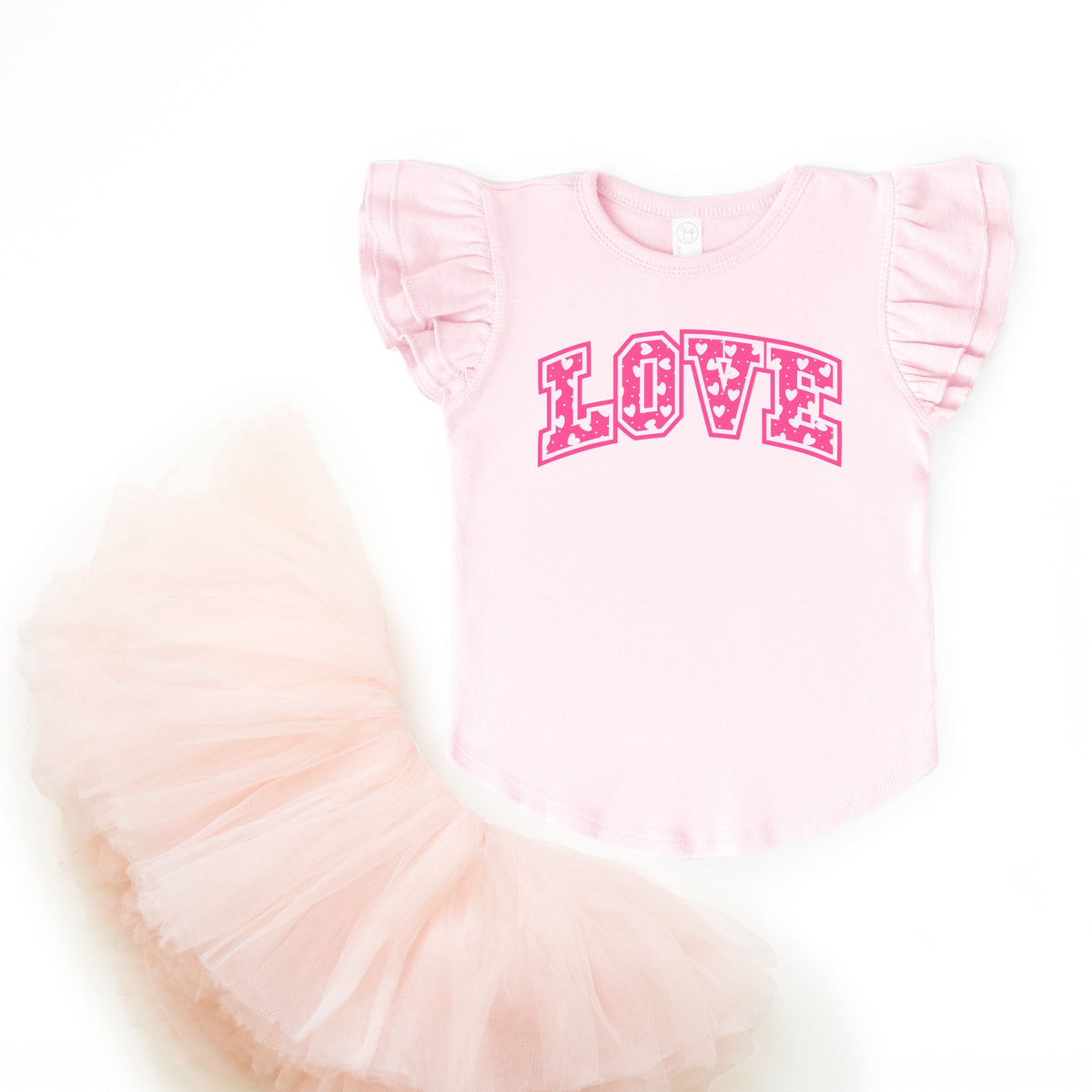 Love Varsity Hearts - Flutter Sleeve Graphic T-Shirt