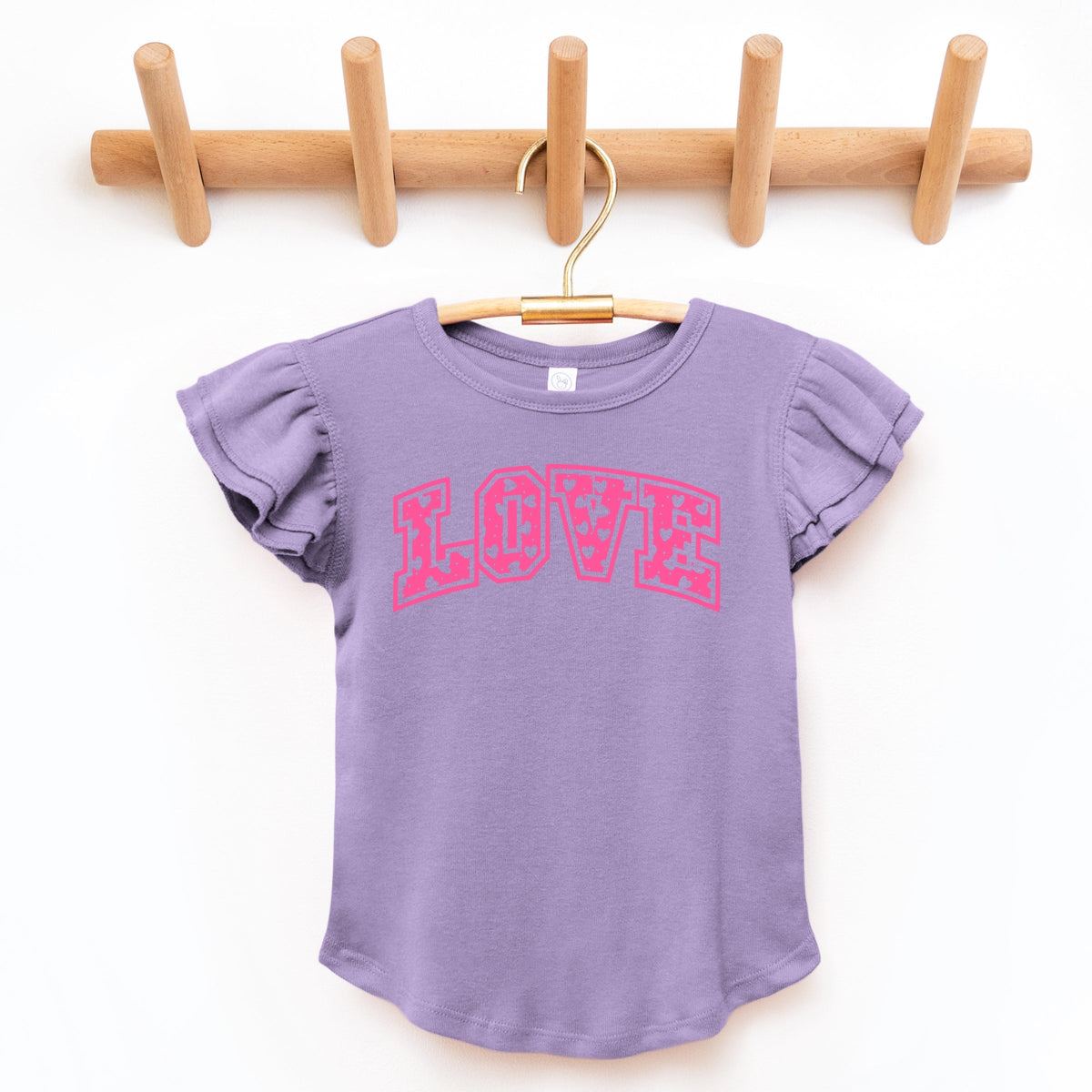 Love Varsity Hearts - Flutter Sleeve Graphic T-Shirt