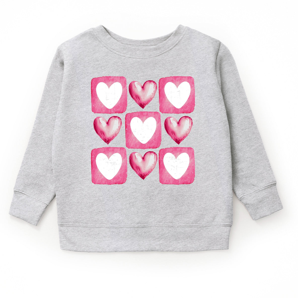 Pink Heart Grid - Youth Graphic Sweatshirt