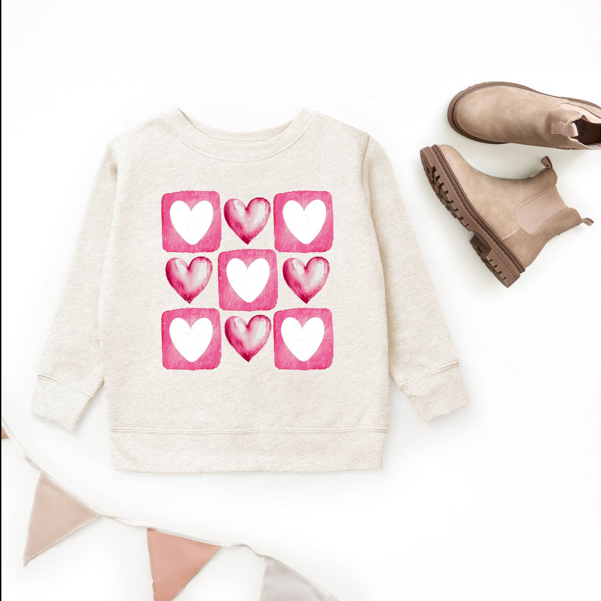 Pink Heart Grid - Youth Graphic Sweatshirt
