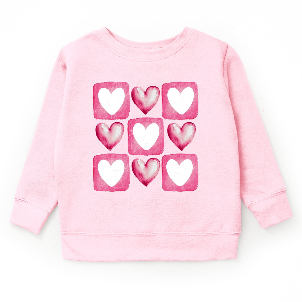 Pink Heart Grid - Youth Graphic Sweatshirt