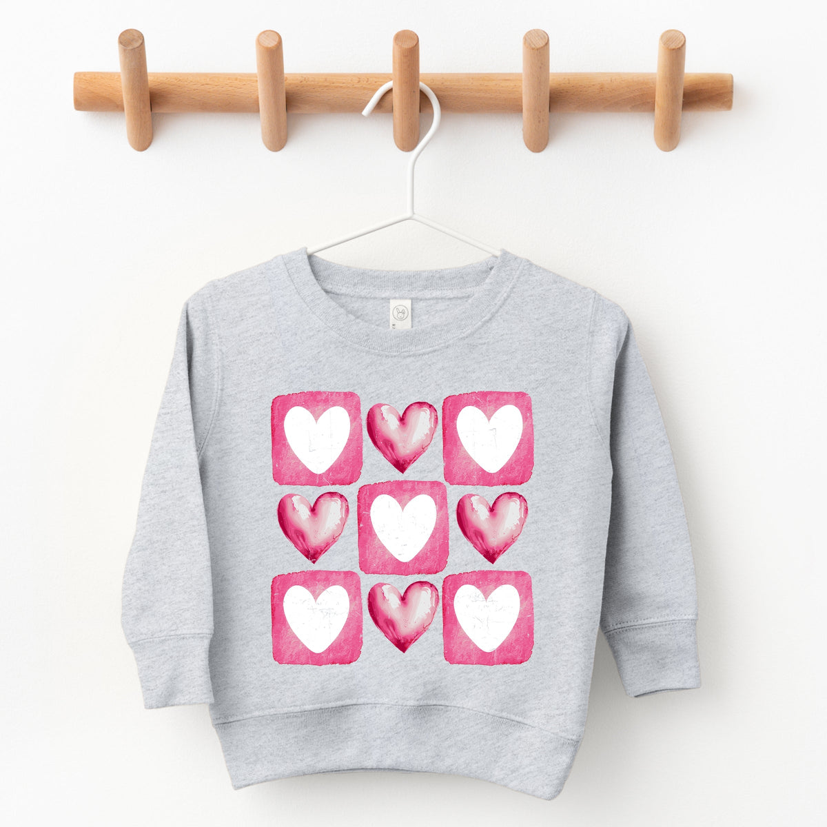 Pink Heart Grid - Toddler Graphic Sweatshirt