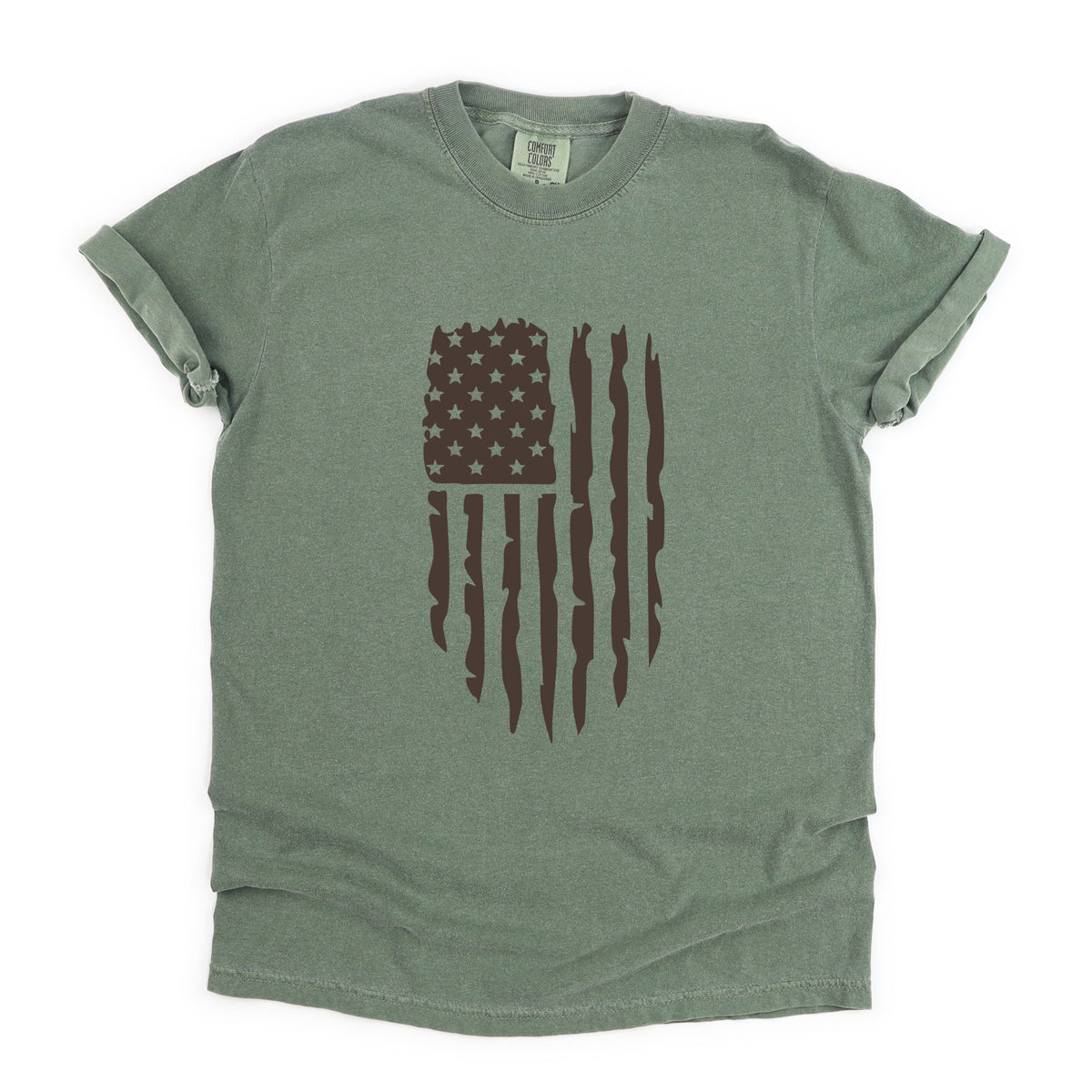 American Flag Distressed - Women's Garment Dyed Graphic T-Shirt