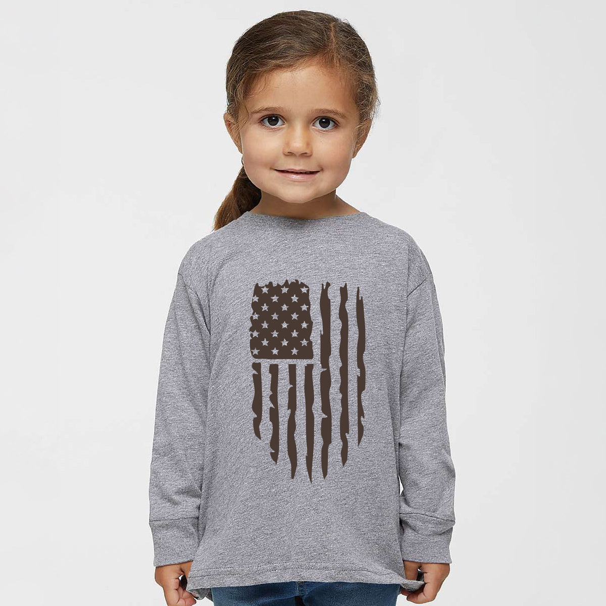 American Flag Distressed - Toddler Long Sleeve Graphic Tee