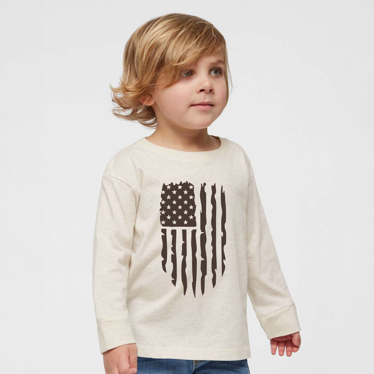American Flag Distressed - Toddler Long Sleeve Graphic Tee