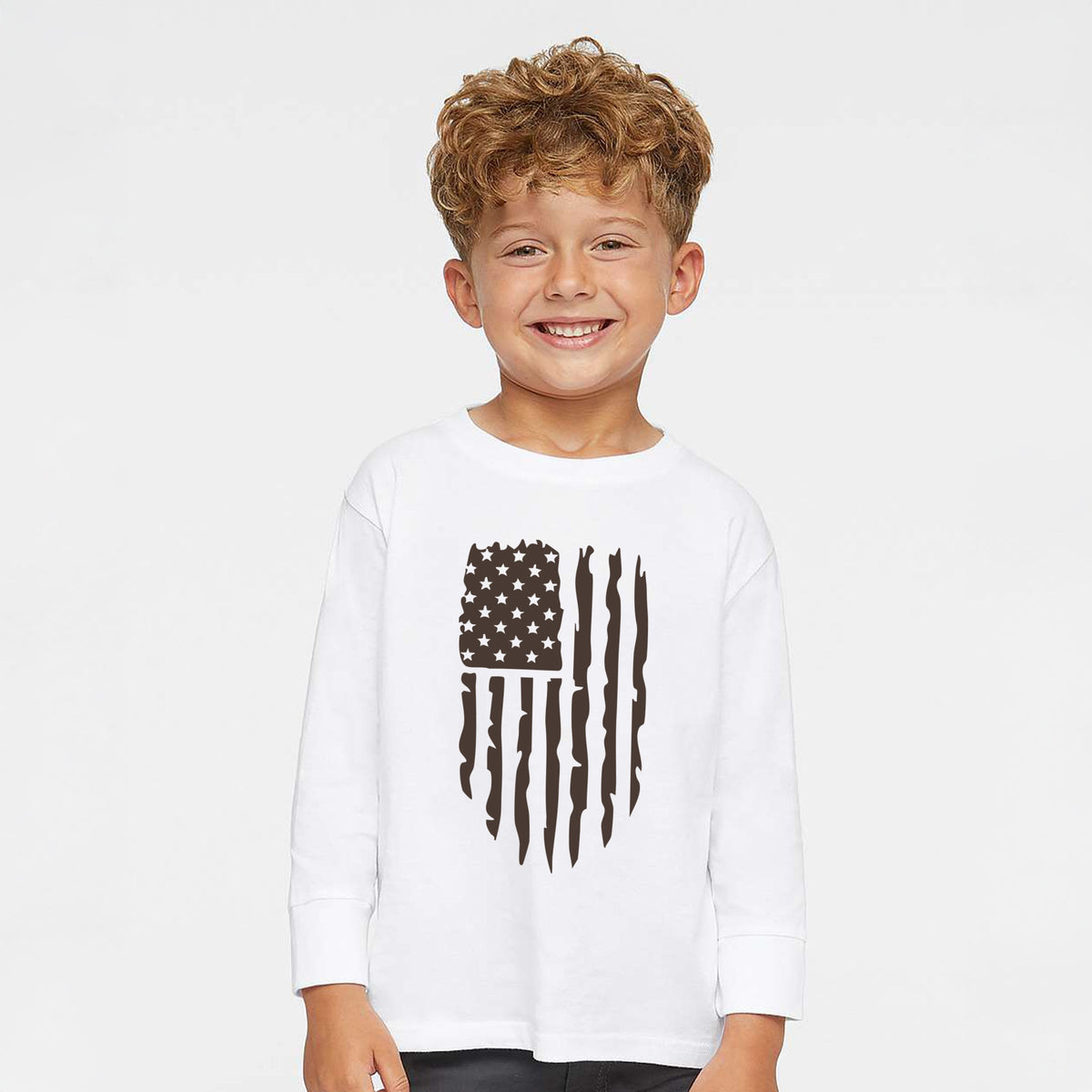 American Flag Distressed - Toddler Long Sleeve Graphic Tee