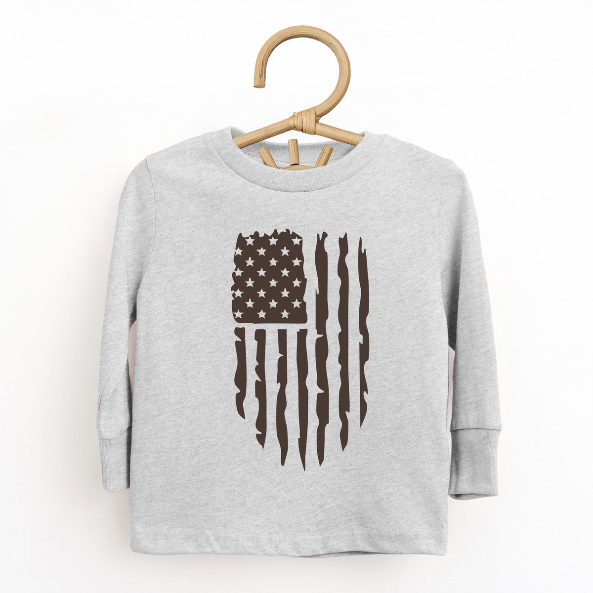 American Flag Distressed - Toddler Long Sleeve Graphic Tee