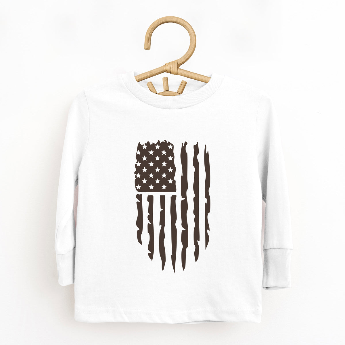 American Flag Distressed - Toddler Long Sleeve Graphic Tee