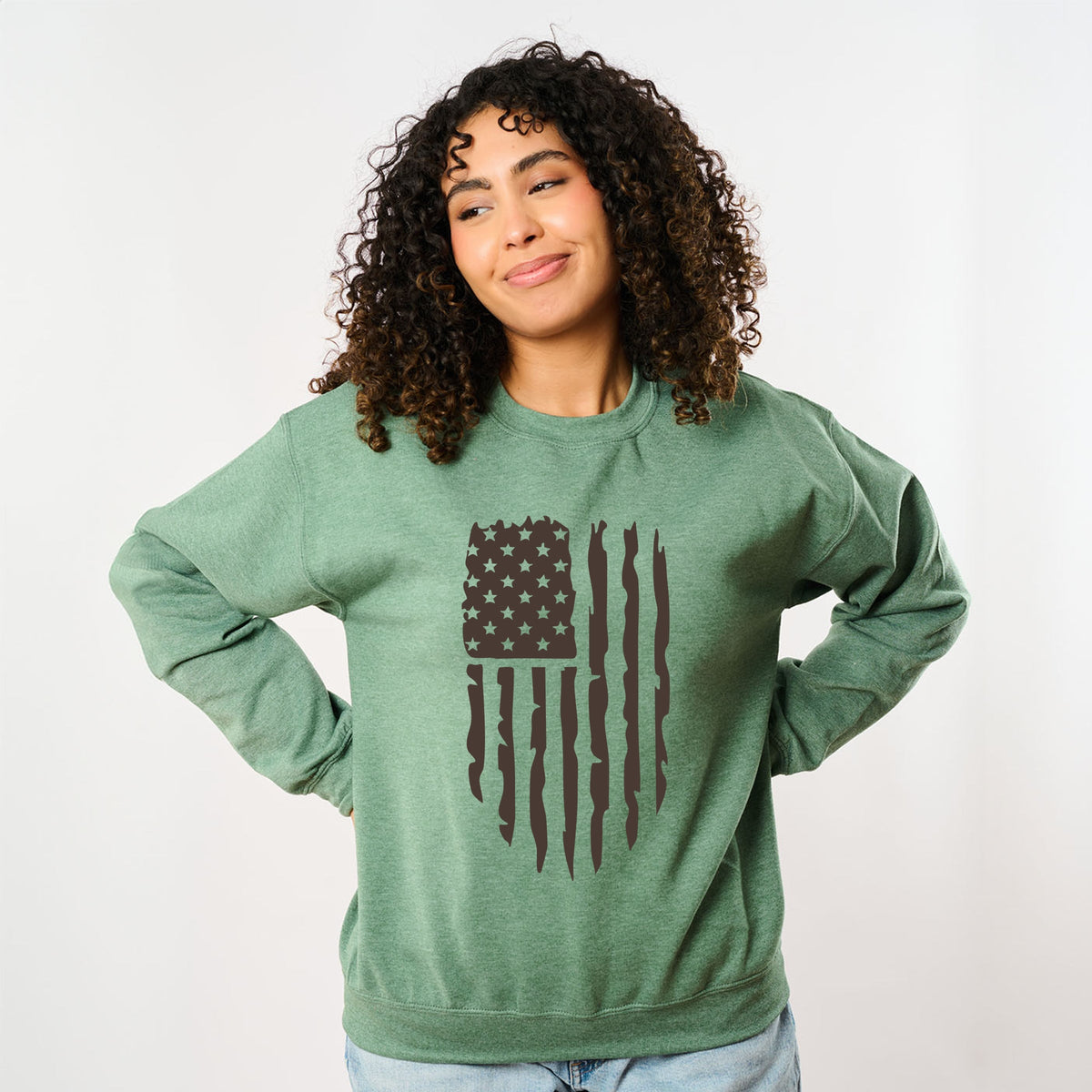 American Flag Distressed -  Women's Graphic Sweatshirt