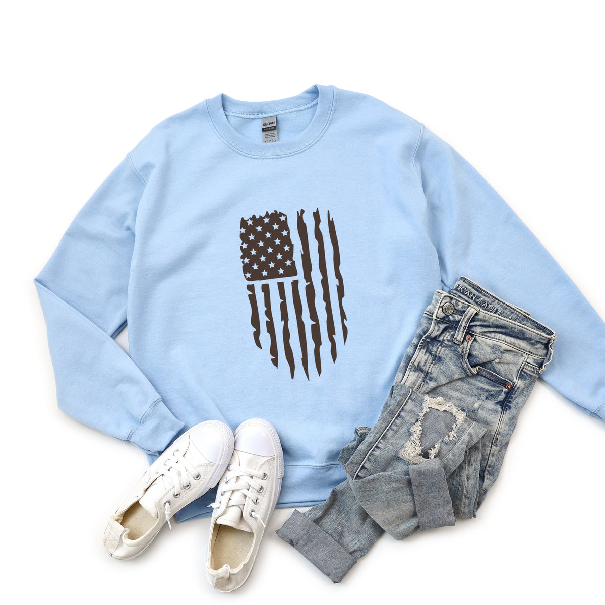American Flag Distressed -  Women's Graphic Sweatshirt