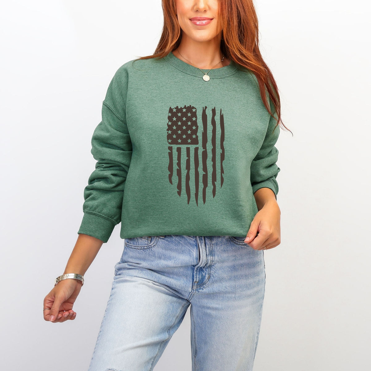 American Flag Distressed -  Women's Graphic Sweatshirt