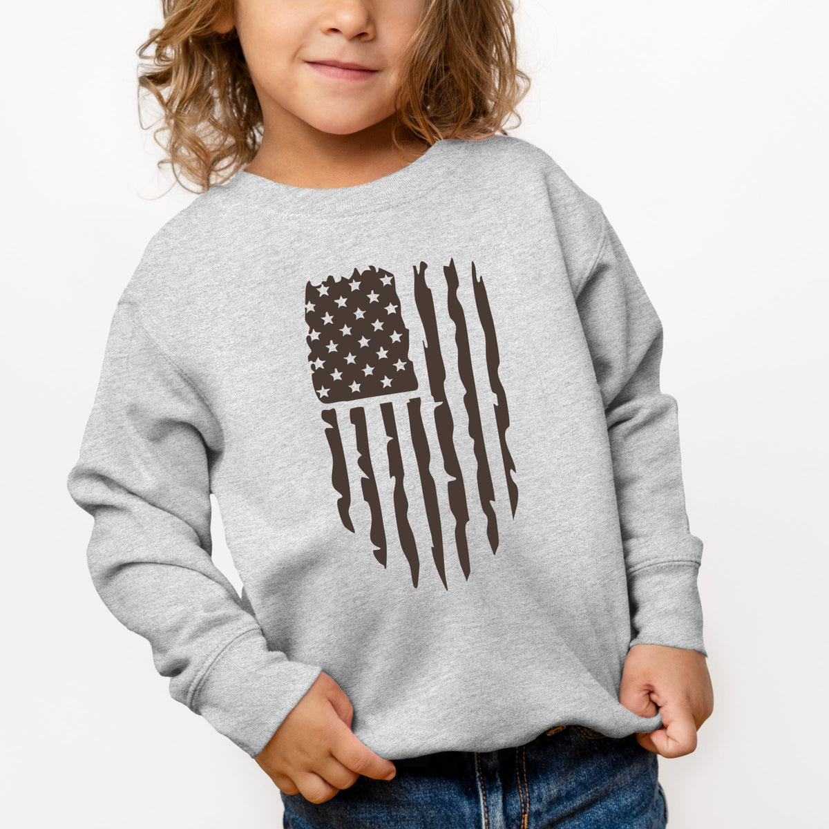 American Flag Distressed - Toddler Graphic Sweatshirt