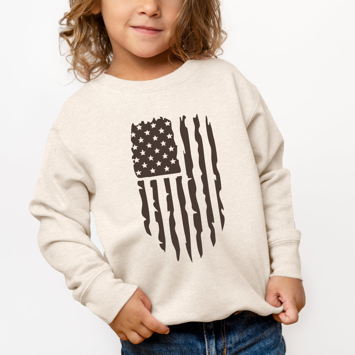 American Flag Distressed - Toddler Graphic Sweatshirt