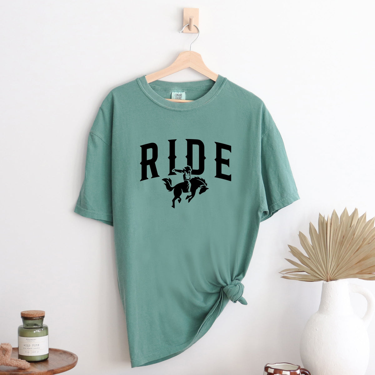 Ride Cowboy Arched - Women's Garment Dyed Graphic T-Shirt