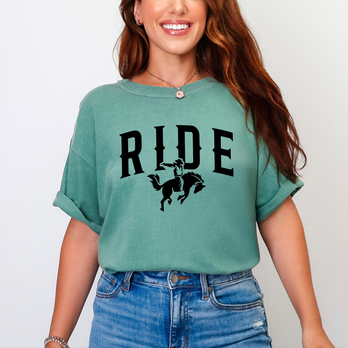 Ride Cowboy Arched - Women's Garment Dyed Graphic T-Shirt
