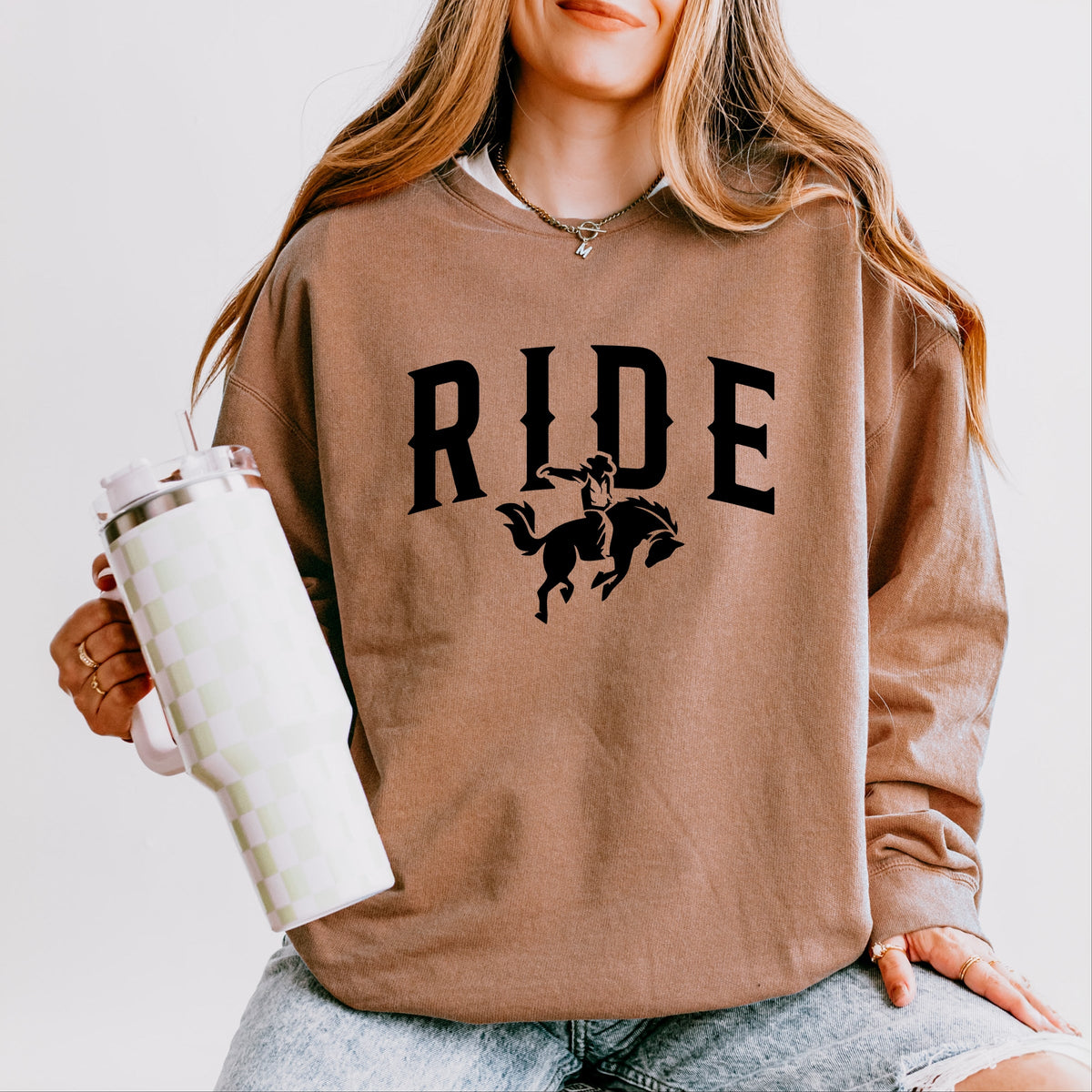 Ride Cowboy Arched - Women's Lightweight Garment Dyed Sweatshirt