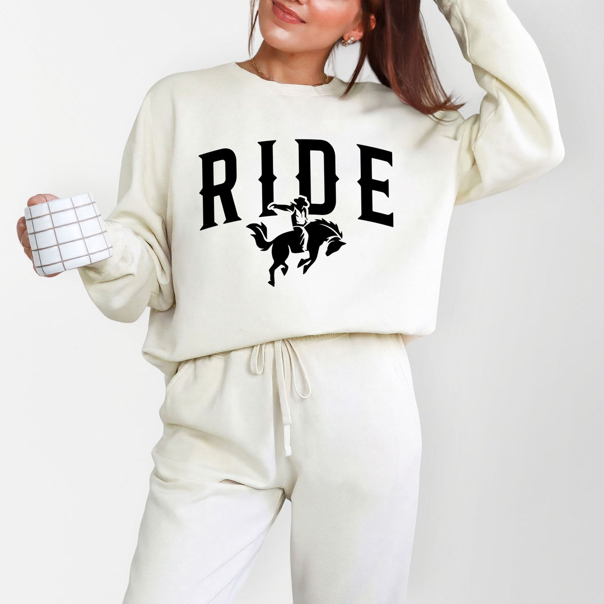 Ride Cowboy Arched - Women's Lightweight Garment Dyed Sweatshirt