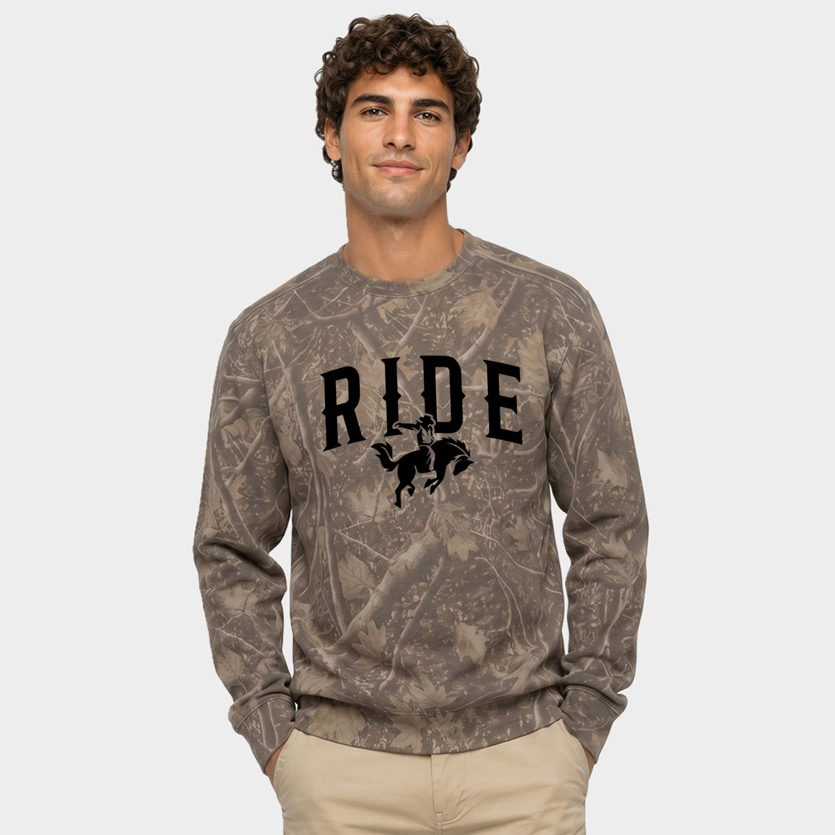 Ride Cowboy Arched - Men's Camo Sweatshirt