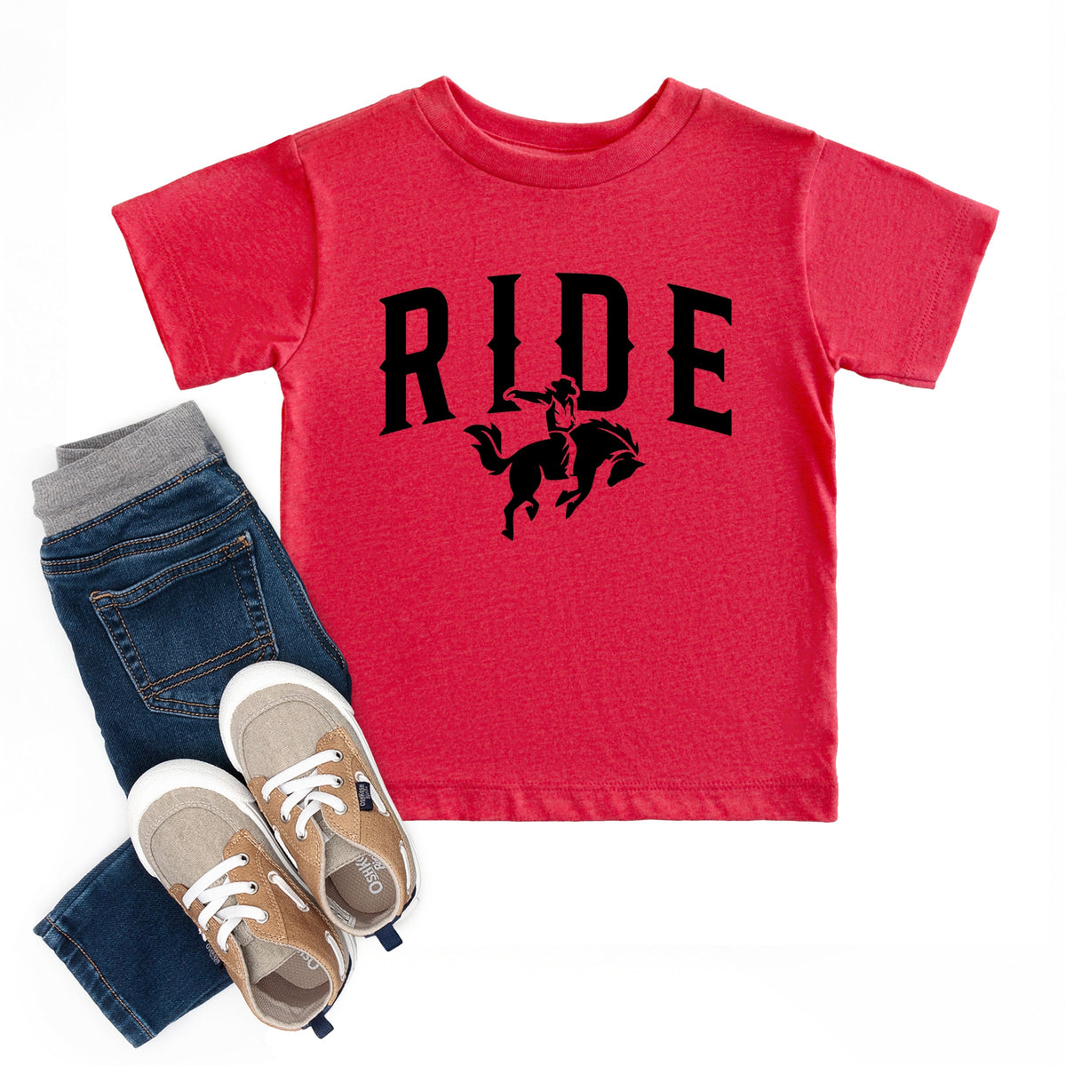 Ride Cowboy Arched - Toddler Short Sleeve Graphic T-Shirt