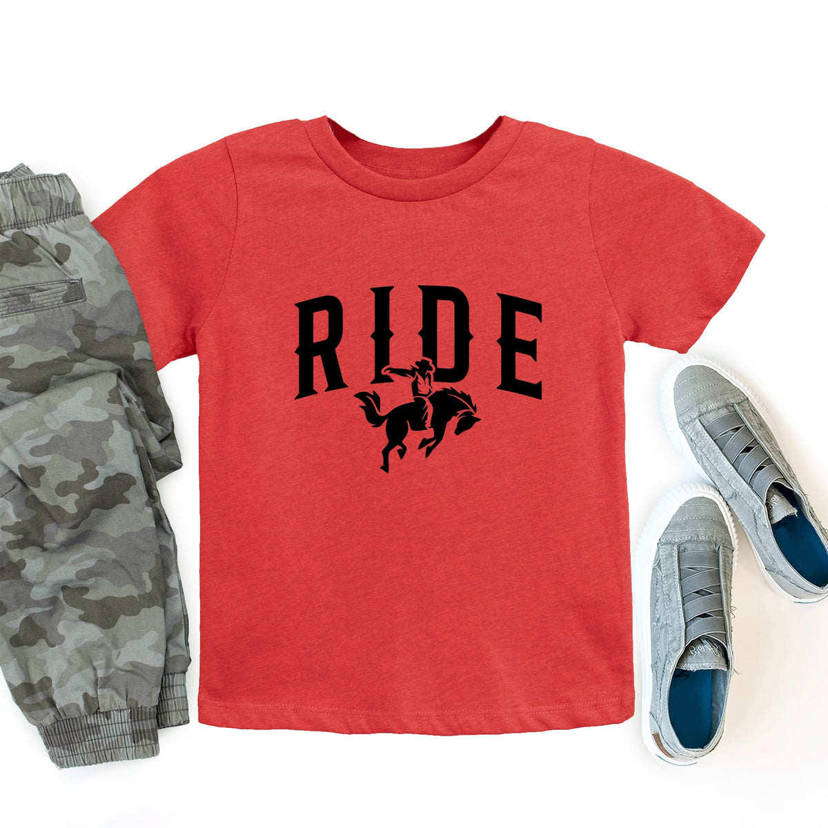 Ride Cowboy Arched - Youth Short Sleeve Graphic T-Shirt