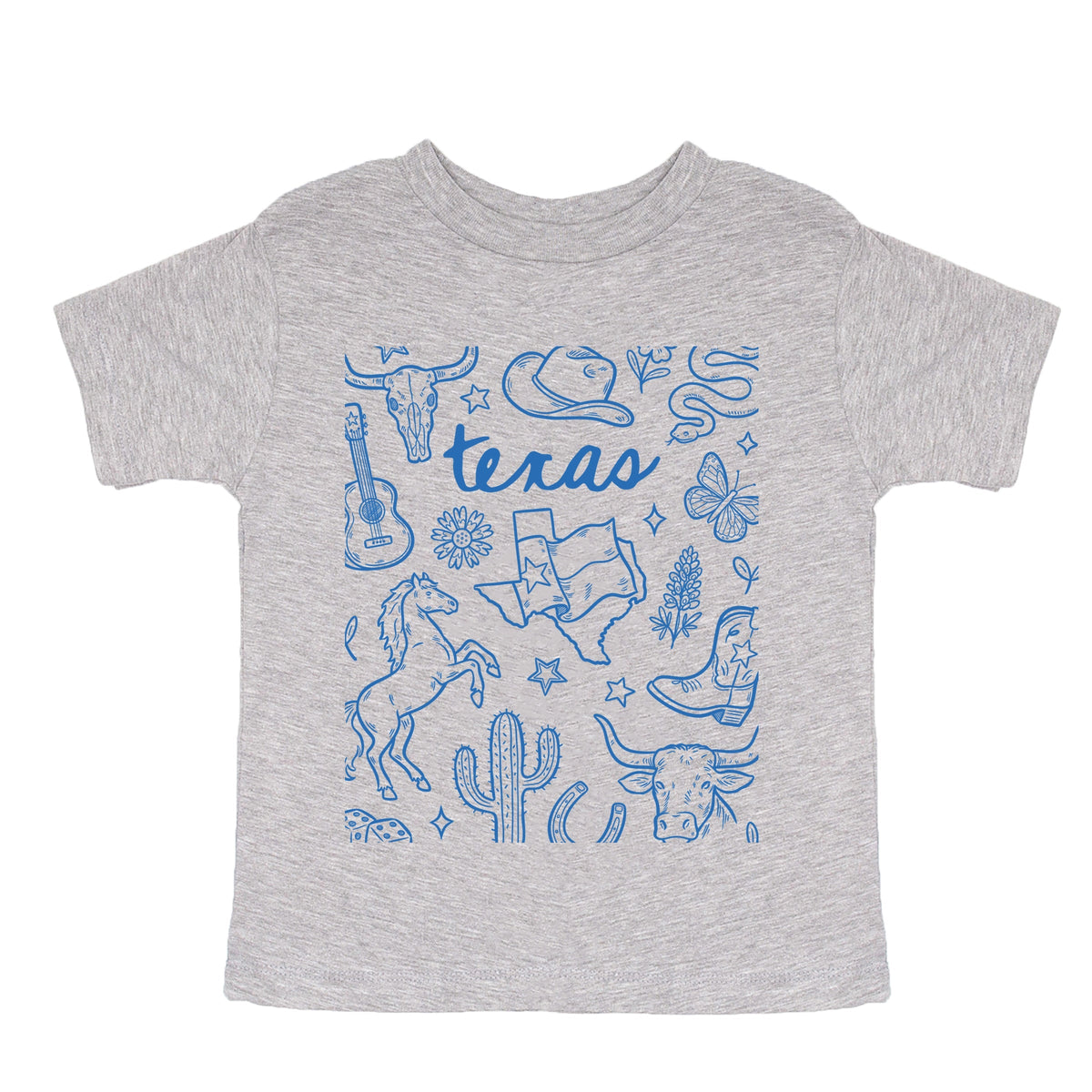 Texas Sketched Collage - Toddler Short Sleeve Graphic T-Shirt