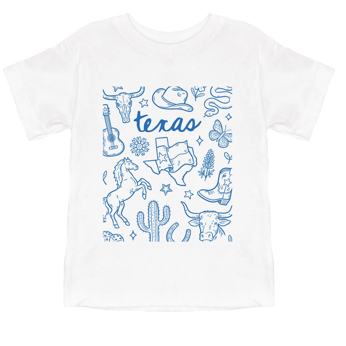 Texas Sketched Collage - Toddler Short Sleeve Graphic T-Shirt