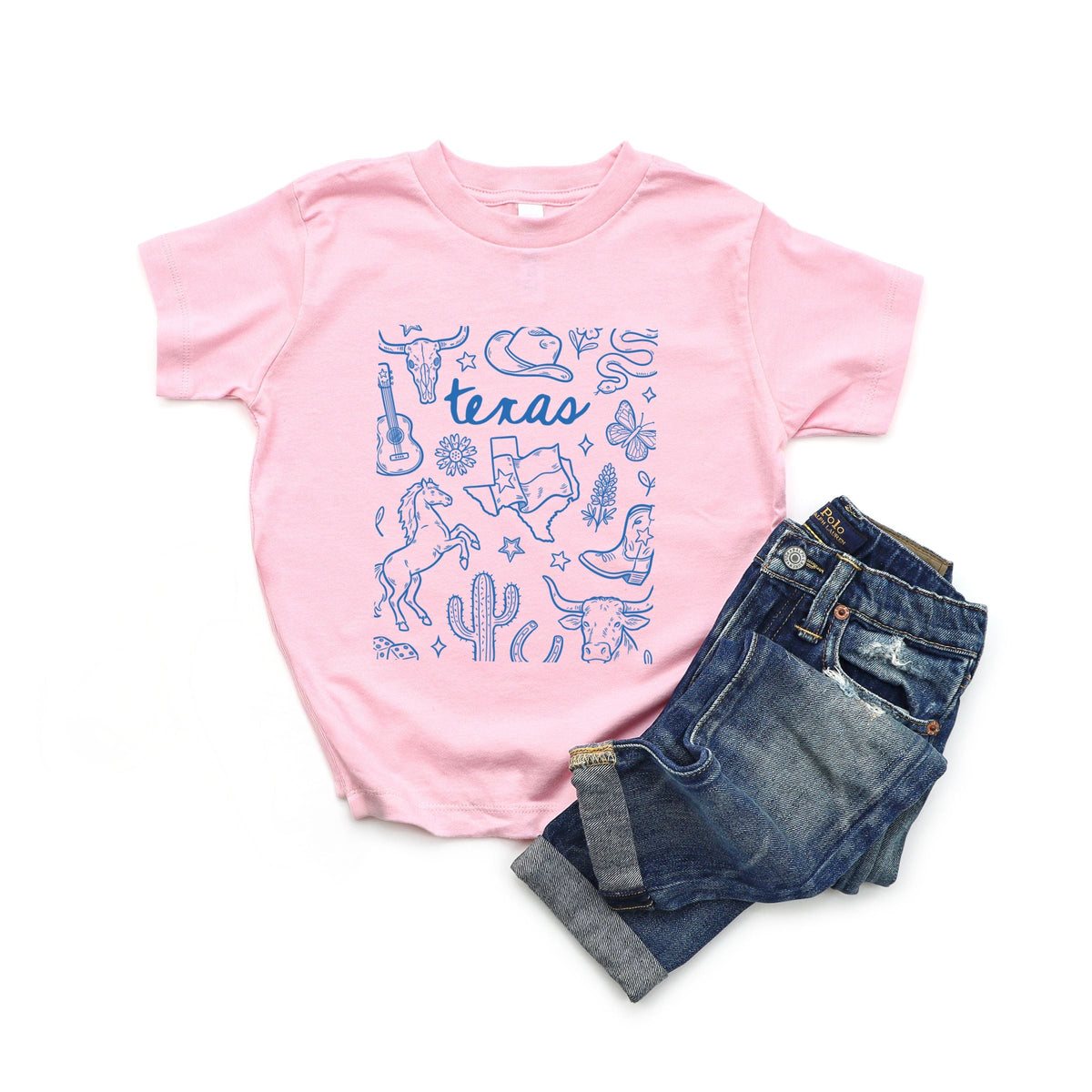 Texas Sketched Collage - Toddler Short Sleeve Graphic T-Shirt