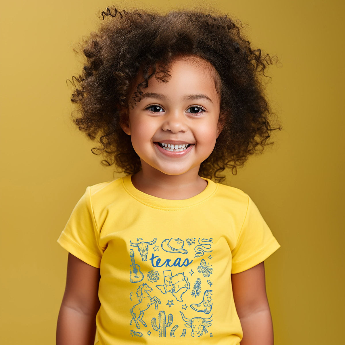 Texas Sketched Collage - Toddler Short Sleeve Graphic T-Shirt
